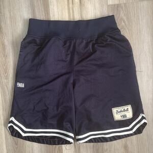 NBA Men's Size Small Navy Blue Vintage Basketball Shorts White Trim Y2K